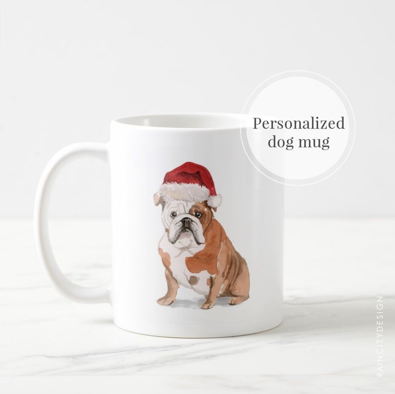 Dog Mug, Dog With Santa Hat, Ceramic Mug with Dog Wearing Santa Hat, Christmas Pug, Dog Lovers, Dog Mom Gift, Christmas Mug, Christmas Gift bild 1