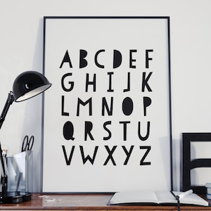 Alphabet Print, ABC Print, ABC's Wall Art, Children Art, Nursery Art, Alphabet Letters, Alphabet Poster, Children Decor, Play Room Wall Art