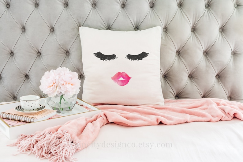 Lips and Lashes Pillow Lash Pillow Lashes Pillow Makeup Etsy