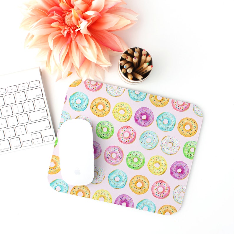 Cute Desk Accessories Donut Mouse Pad Cute Mouse Pad Mouse Pads Doughnut Mouse Pad Desk Decor Donut Pattern Office Decor Donut Gift