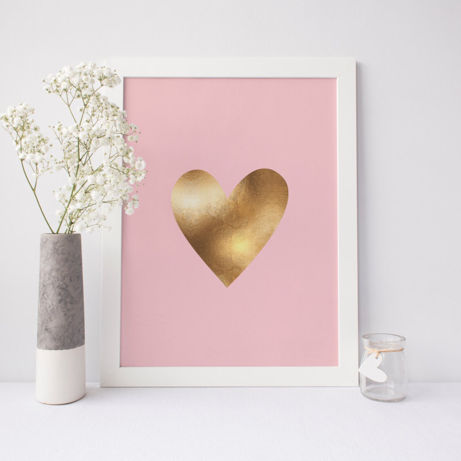 Gold Foil Heart Faux Gold Love Art Faux Gold Foil Heart Etsy