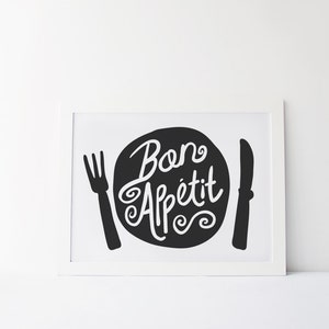 Bon Appetit Print, Bon Appetit, Bon Appetit Quote, Kitchen Print, Kitchen Wall Art, Kitchen Art, Dining Room Art, French Quote, Printable