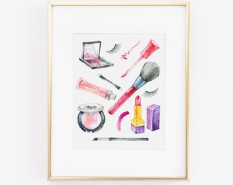 Makeup Print, Makeup Wall Art, Beauty Print, Makeup Printable, Wake Up and Makeup, Makeup Brushes, Makeup Art, Makeup Quote, Makeup Decor