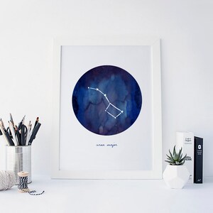 Ursa Major, Big Dipper, Constellations Watercolor, Astronomy Wall Art, Astrology Art, Big Dipper Art, Outer Space Decor, Printable
