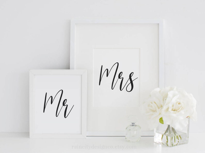 Mr and Mrs Print, Wedding Gift, Anniversary Gift, Bedroom Decor, His and Her Print, Bedroom Wall Art, Engagement Gift, Gift For Couple image 1