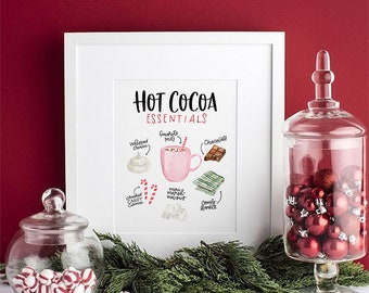 Hot Cocoa Essentials Print, Hot Cocoa Bar Printable, Bar Cart Art, Hot Chocolate Printable, Christmas Essentials, Christmas Decor, Wall Art