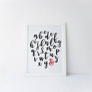 Alphabet, Alphabet Typography, Red Typography, Typography Print, Typography Poster, Graphic Designer Gifts, Red and Black, Poster Wall Art