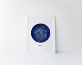 Aquarius Sun Sign, Zodiac Signs, Zodiac Constellations Watercolor, Horoscope Art, Astrology Art, Astrological Sign, Sun Sign Gift, Printable