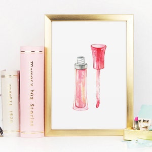 Makeup Print, Lip Gloss Print, Beauty Room, Vanity Decor, Lipstick Print, Bathroom Wall Art, Beauty Print, Fashion Print, Printable Wall Art