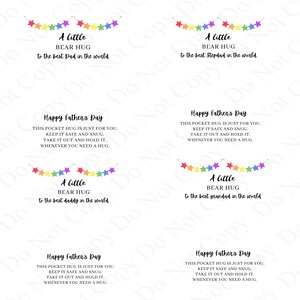 Cartes de soutien câlin de poche fête des pères, téléchargement numérique, papa câlin ours, papa, beau-père, grand-père cartes câlin ours