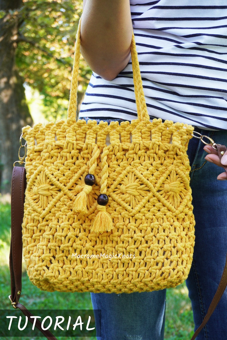 Macrame Bag Tutorial Macrame Bag Pattern Macrame Bag for Beginners Macrame Pattern by Macrame Magic Knots image 7