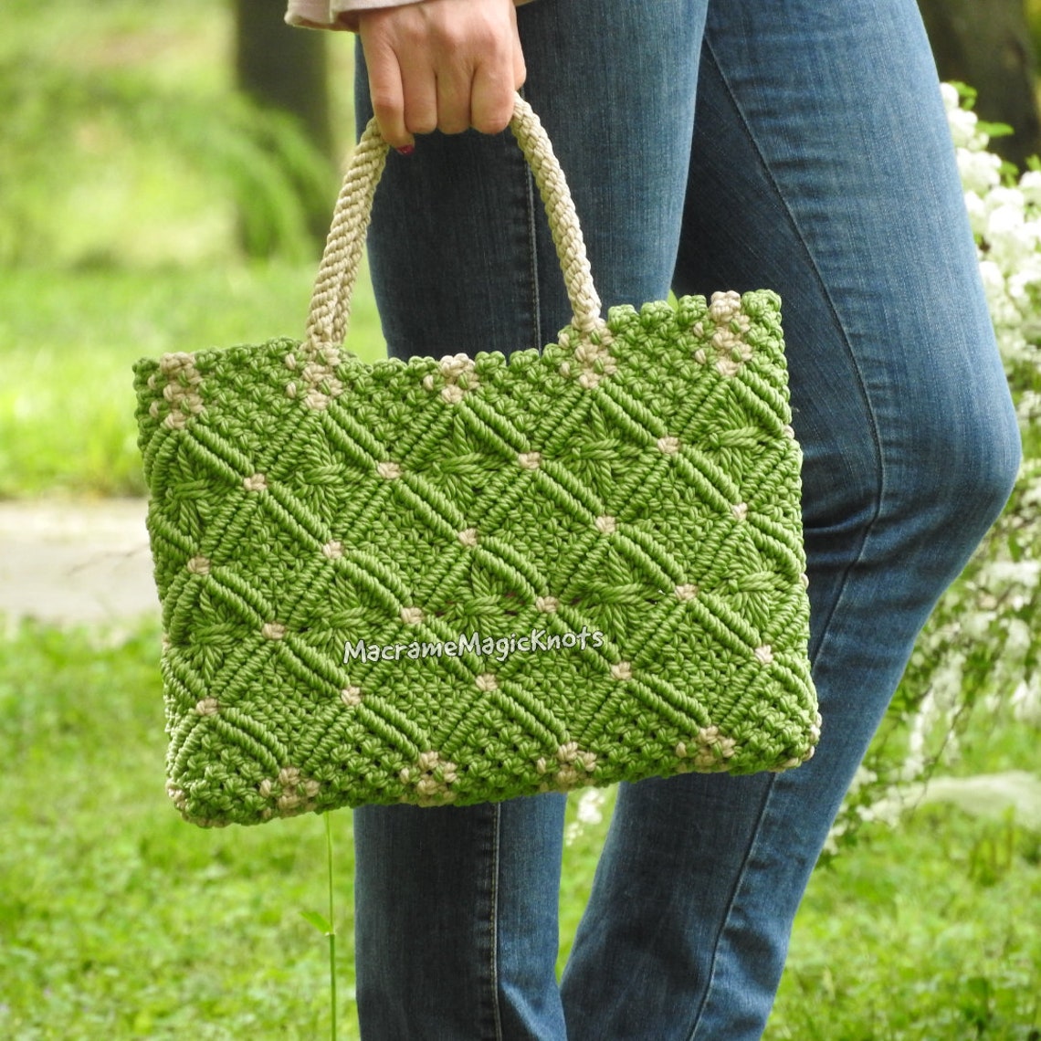 Macrame Bag Tutorial Macrame Bag Pattern Macrame Bag Kit Etsy España