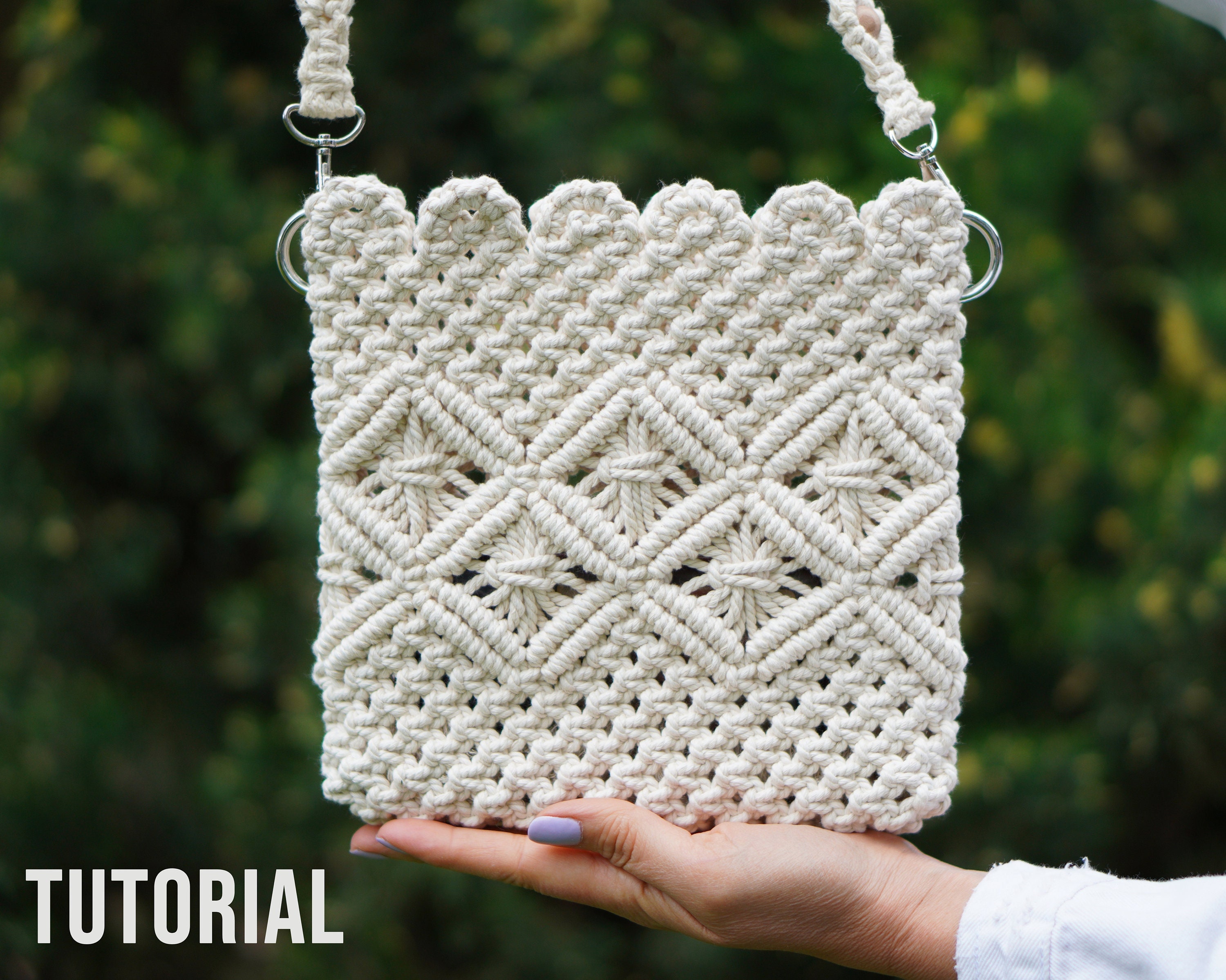 DIY Macramé bag tutorial, macrame purse pattern, step by step, no music #7  - YouTube