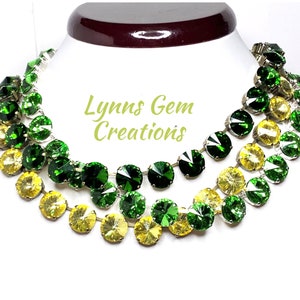 Emerald Peridot Georgian Collet Necklaces, Anna Wintour Style, Rhinestone Choker, Riviere Necklace, Statement Necklace, Layering Chokers
