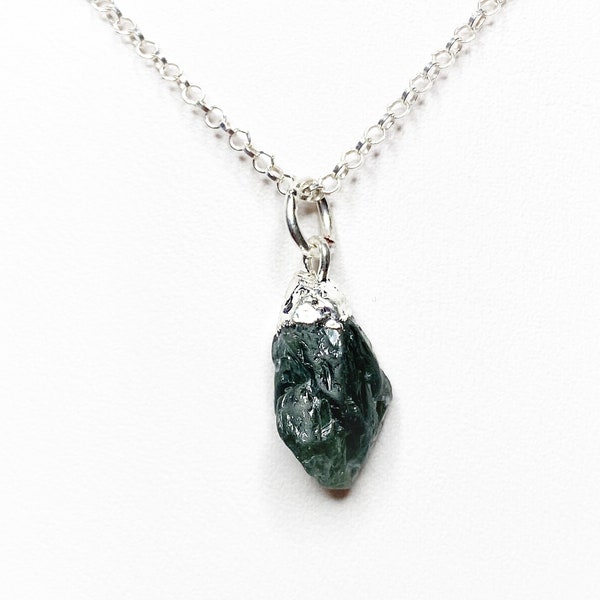 Green Sapphire Necklace, Sterling Silver Chain, Natural Stone, Gemstone Pendant, Birthstone Necklace, Sapphire Jewelry, Necklaces For Women