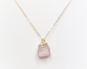 Rose Quartz Necklace Gold - Etsy UK