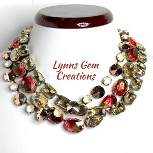 Tourmaline Rose Gold Crystal Georgian Collet Necklaces, Anna Wintour Style, Austrian Crystal, Riviere Necklace, Statement Layering Chokers