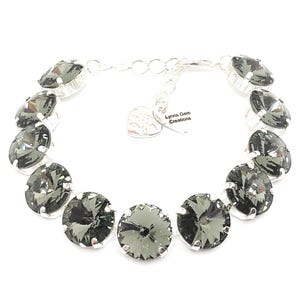 Black Austrian Crystal Silver Plated Bracelet, Black Diamond Crystal Jewellery, Tennis Bracelet, Bracelets for Women, Gift for Her