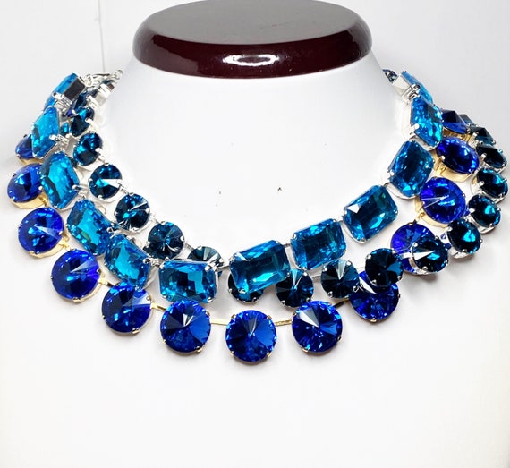 Anna Wintour Necklace Sapphire Georgian Collet Statement - Etsy