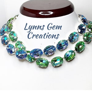 Collares de zafiro y peridoto estilo georgiano, estilo Anna Wintour, gargantilla de cristal, collar llamativo Riviere, gargantillas con capas