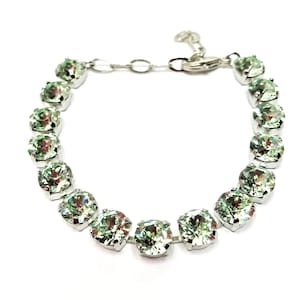 Mint Austrian Crystal Bracelet, Green Tennis Bracelet,  Sparkly Jewellery, Silver Plated, Gift for Her, Bracelets for Women.