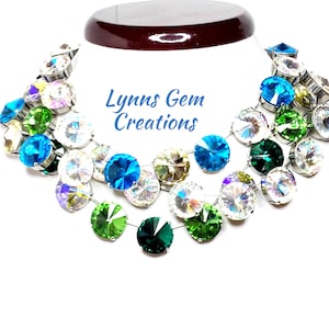 Collares de estilo georgiano con cristales de peridoto y esmeralda, estilo Anna Wintour, gargantilla de cristal transparente, collar Riviere, collares llamativos para mujer