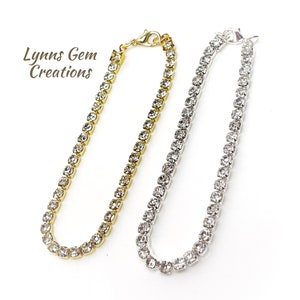 Minimalist Clear Crystal Bracelet, Dainty Tennis Bracelet, Bridesmaid Gift, Gold Plated, Silver Plated, Bracelets for Women, Wedding Jewelry