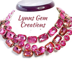 Collar Anna Wintour, Gargantilla georgiana rosa, Gargantilla de cristal rosa, Collar Riviere, Collar llamativo, Gargantillas con capas