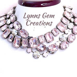 Pink Crystal Chokers: Anna Wintour Style Georgian Collet Statement Necklace