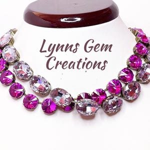 Anna Wintour Style Necklaces, Purple Georgian Collet, Amethyst Crystal Choker, Riviere Necklace, Statement Necklace, Layering Chokers