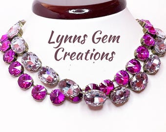 Purple Crystal Collet Chokers: Anna Wintour Style Riviere Necklaces