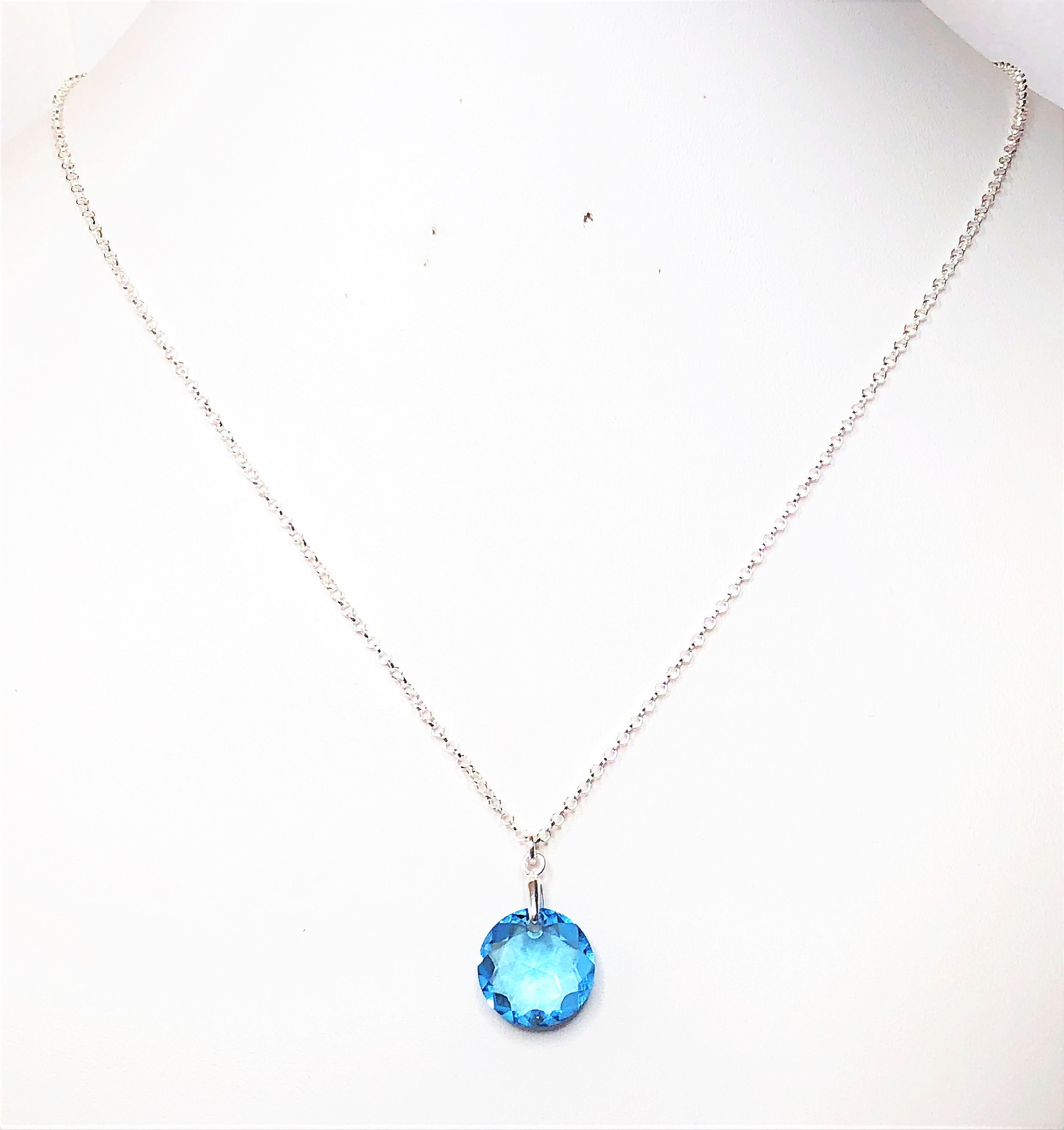 Aquamarine Crystal Pendant Sparkly Crystal Necklace Sky - Etsy UK