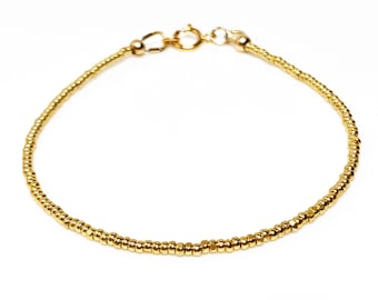 Dainty Czech Seed Bead Bracelet: Gold Filled Minimalist Jewelry