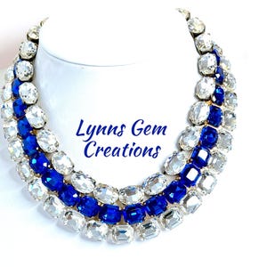 Collares estilo Anna Wintour con zafiro transparente, gargantilla de cristal georgiano, collar Riviere, joyería llamativa para mujer, regalo para ella