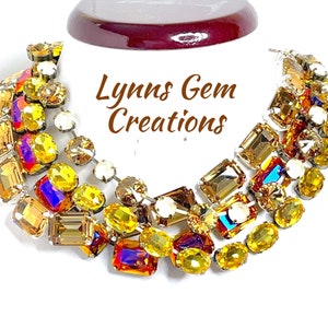 Topaz Copper Georgian Collet Necklaces, Yellow Oval Crystal Choker, Anna Wintour Style, Riviere Necklace, Necklaces for Women