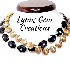 Amethyst Light Topaz Crystal Necklaces, Anna Wintour Inspired, Georgian Collet Rhinestone Chokers, Riviere Necklaces, Necklaces For Women
