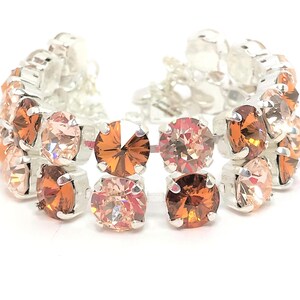 Topaz Light Silk Austrian Crystal Bracelet, Double Strand, Statement Bracelet, 2 row 8mm, Tennis Bracelet, Bracelets for Women, Gift for Her