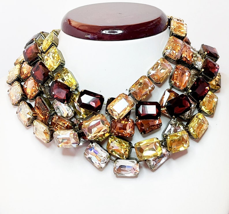 Anna Wintour Necklace Wine Collet Yellow Crystal Etsy