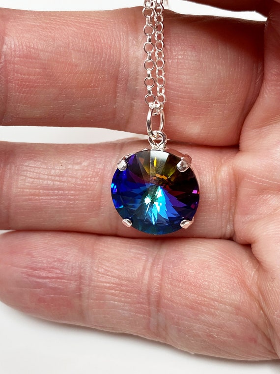 Round crystal pendant necklace clearance
