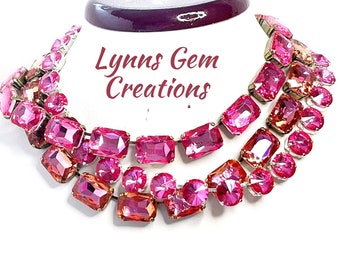 Anna Wintour Necklace, Pink Georgian Collet, Rose Crystal Choker, Riviere Necklace, Statement Necklace, Layering Chokers