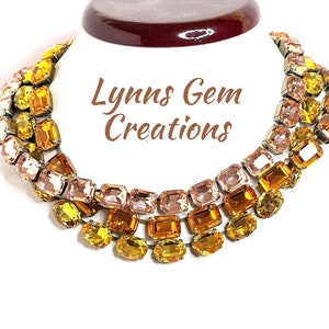 Topaz Georgian Collet Necklaces, Premium Crystal, Anna Wintour Style, Peach Riviere, Gold Statement Necklace, Layering Chokers