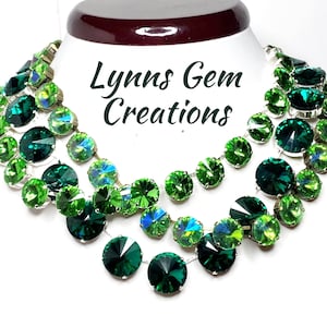 Emerald Peridot Georgian Collet Statement Chokers, Anna Wintour Style, Green Riviere Necklaces, Necklaces for Women, Gift for Her