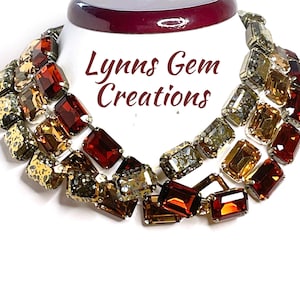 Topaz Gold Georgian Collet Necklaces, Crystal Chokers, Anna Wintour Style, Tangerine Riviere Necklace, Statement Necklaces for Women