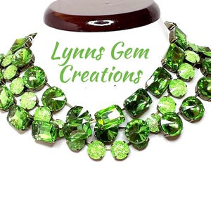 Peridot Georgian Collet Necklaces, Anna Wintour Style, Green Crystal Chokers, Riviere Necklace, Statement Necklace, Necklaces for Women