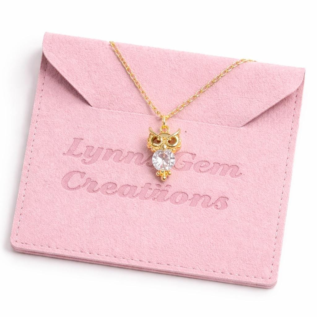 Owl Crystal Necklace, 14kt Gold Filled, Minimalist Pendant