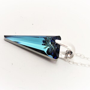 Bermuda Blue Spike Crystal Pendant, 925 Sterling Silver, Large 28mm Crystal Point, Pretty Gift for Her, Statement Necklace image 5