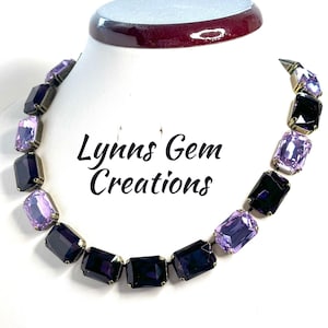 Violet Amethyst Crystal Georgian Collet Necklace, Anna Wintour Style, Purple Crystal Choker, Riviere Necklace, Statement Choker for Women