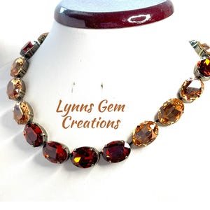 Smoked Topaz Crystal Georgian Collet Necklace, Anna Wintour Style, Light Dark Topaz Crystal, Riviere Necklace, Statement Necklaces for Women