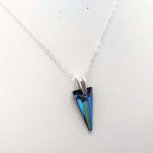 Bermuda Blue Spike Crystal Pendant, 925 Sterling Silver, Large 28mm Crystal Point, Pretty Gift for Her, Statement Necklace image 7