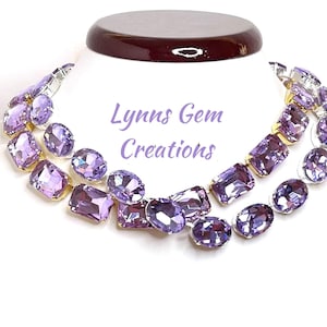 Violet Georgian Collet Necklaces, Anna Wintour Style, Purple Crystal Choker, Violet Riviere Necklace, Statement Necklace, Layering Chokers